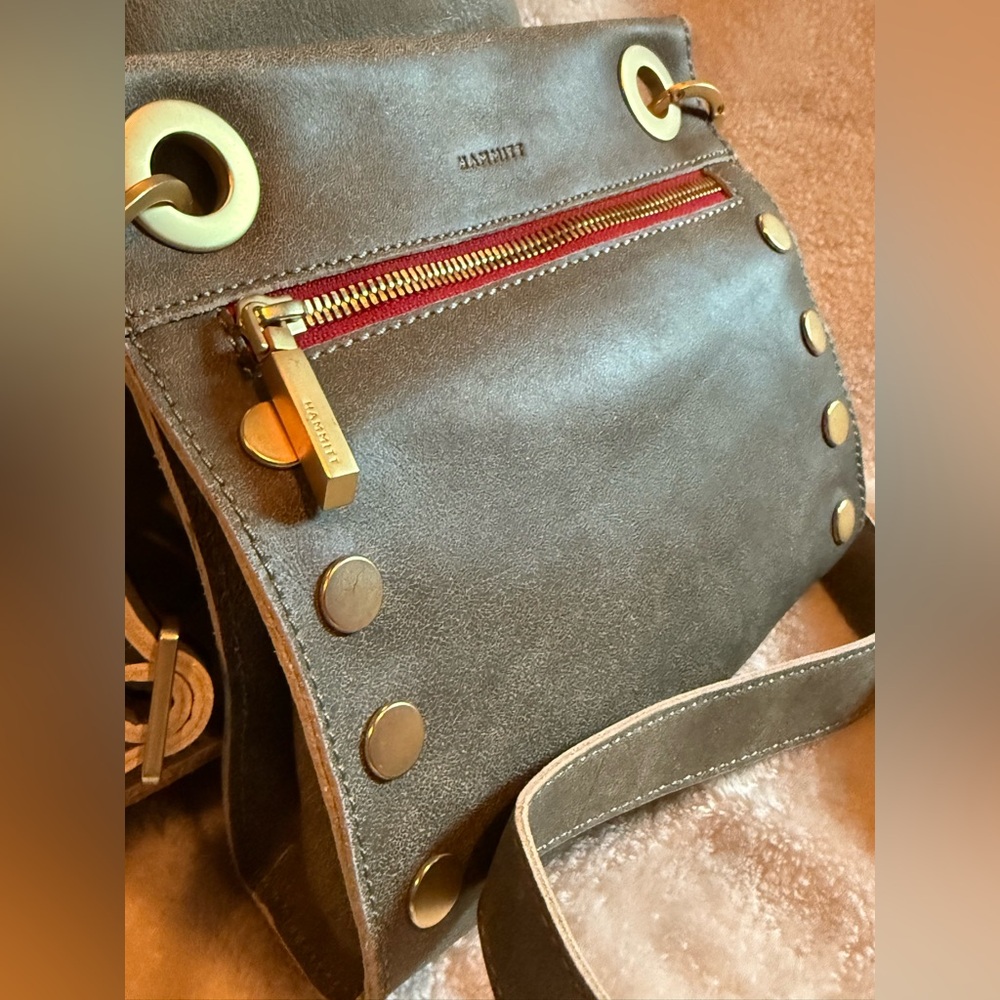 !HAMMITT Bundle! Oliver Leather Taupe Pewter Tote & Tony Small Pewter Crossbody - Picture 10 of 16